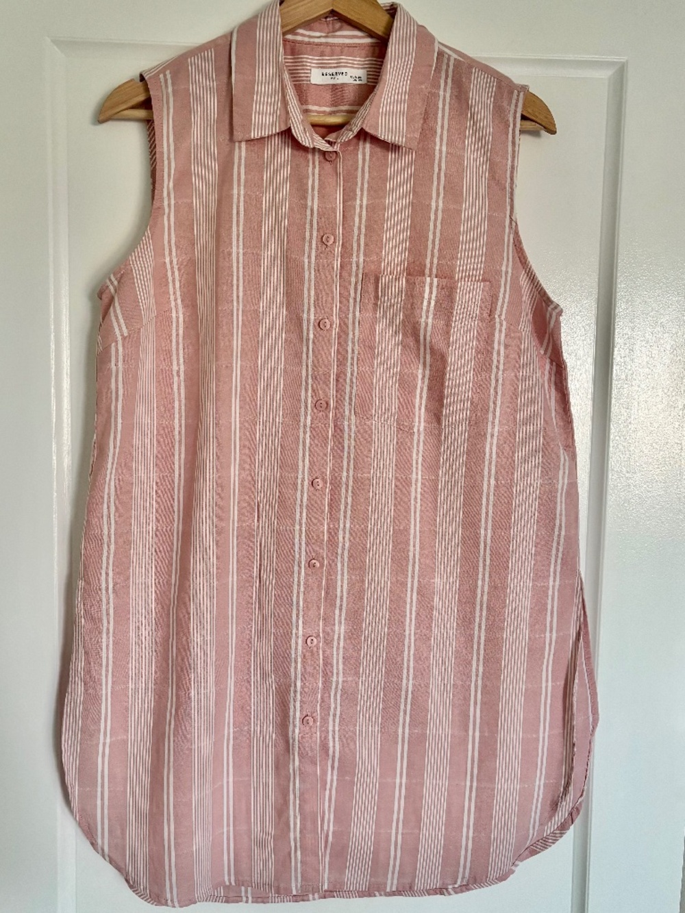 Reserved 100% Cotton Long Button Down Sleeveless Shirt Women’s Eu 38